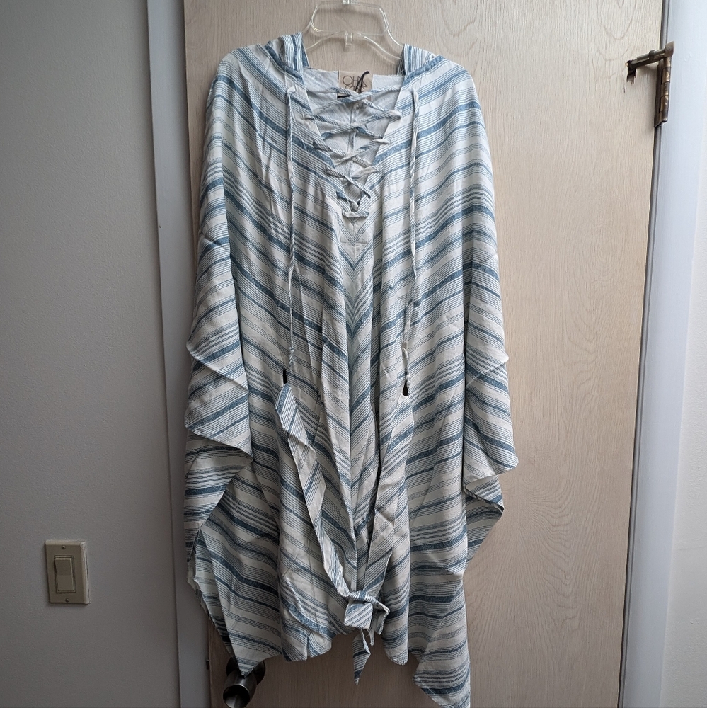 *NEW* Chaser Poncho Dress - Blue Stripe - Size Small NWT